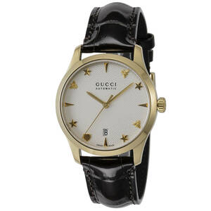 ◆GUCCI グッチ◆ 腕時計 時計 自動巻 38mm メンズ レディース アウトレット シルバー ブラック 機械式 サファイア YA126470A Gタイムレス