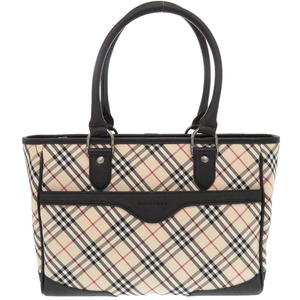 美品 バーバリー ノバチェック キャンバス/レザー ベージュ ハンドバッグ 2176 BURBERRY