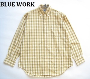 人気!!BLUE WORK トゥモローランド*チェック柄長袖ボタンダウンシャツ M