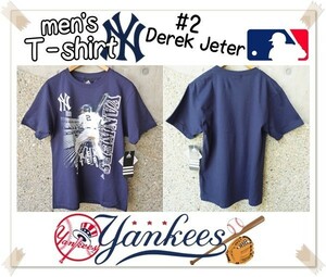 MLB　NY　Yankees　メンズ　半袖　Tシャツ　ディレク・ジーター　Derek Jeter　ヤンキース　アディダス　アメリカ　野球　メジャー　紺