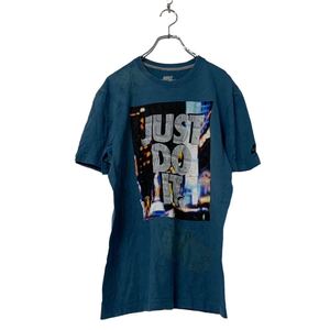 NIKE ロゴ プリント Tシャツ M ブルー ナイキ justdoit シンプル スポーツ 古着卸 アメリカ仕入 a507-6628