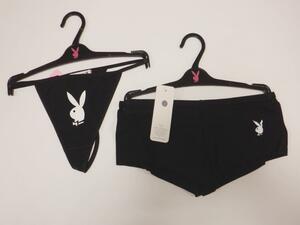 福袋 PLAY BOY プレイボーイ ブラック 黒 BLCK レディース 下着 Tバック ショーツ パンツ 2点セット Sサイズ