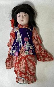 【ジャンク】市松人形 約43cm 抱き人形 女の子 着せかえ人形 アンティーク 日本人形　