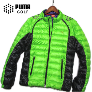 【プーマ ゴルフ】 デタッチャブル　ダウンジャケット　サイズL　グリーン×ブラック　2WAY　DOWN JACKET　PUMA GOLF　プーマジャパン