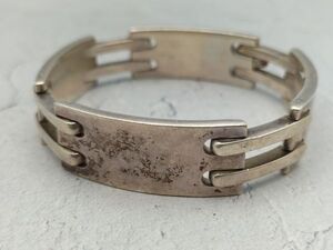 再 U344 1円～ 中古品 グッチ GUCCI ブレスレット ロゴプレート シルバー 925 約61.7g アクセサリー メンズ