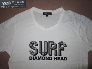 激安 即決！ BEAMS HEART SURF DIAMOND HEAD ビームス サーフ デカロゴ Tシャツ S サーフィン サーファー ハワイ HAWAII