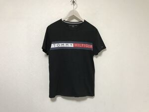 本物トミーヒルフィガーTOMMY HILFIGERコットンロゴ刺繍半袖Tシャツメンズアメカジサーフミリタリービジネススーツ黒ブラックSストリート