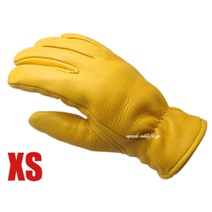 CHURCHILL GLOVE GOLD XS/チャーチルグローブ金色ゴールド黄色イエロー裏地なし鹿革ディアスキン本革定番春用夏用春夏用秋用バイク用手袋