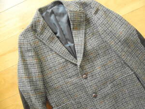 送料無料 ケント Kent IN TRADITION KNOT740G ハリスツイード Harris Tweed ウール テーラードジャケット L エルボーパッチ チェック