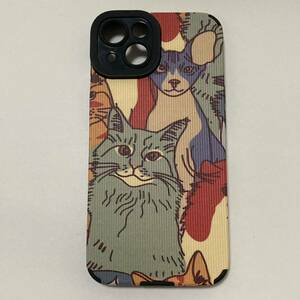 新品送料無料 iPhone14ケース 芸術的な猫柄　イラスト　かわいい　雑貨　ネコ　動物　絵画風デザイン
