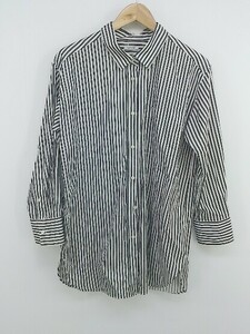 ◇ 1_OF MINE UNITED ARROWS バックスリット ストライプ 長袖 ロング シャツ 表記なし ホワイト ブラック レディース P