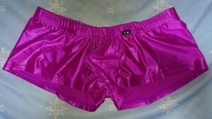 TM COLLECTION YKS Low-rise BOXER ローライズ ボクサーパンツ フルバック ボクサー ブリーフ シルクベージュ 光沢 ローズピンク Mサイズ