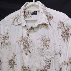 古着●タケオキクチ 長袖シャツ ホワイト 花柄 サイズ4 M相当 襟周り薄いシミ xwp