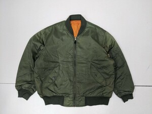 14. 90s00s AIRFORCE ヴィンテージ ナイロン MA1 フライト ジャケット ミリタリー ブルゾン ジャンパー メンズL カーキy201