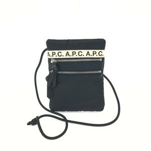 良好◆A.P.C. アーペーセー ネックポーチ ショルダーバッグ◆ ブラック ナイロン ロゴ ユニセックス 斜め掛け bag 鞄