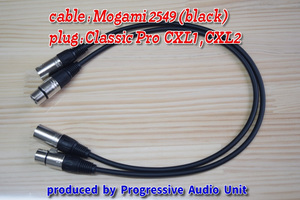 ■■ mogami 2549(BK)＋XLR plug オス-メス（CPXL）/0.45m×2本