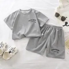 セットアップ Tシャツ パンツ 子供服 グレー　ダンス　プリント  100