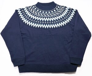 B:MING by BEAMS (ビーミング バイ ビームス) Panel Knit Cut Sew / パネルニット カットソー 美品 ネイビー size L / 雪柄スウェット