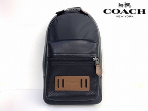 新品同様★送料無料★ コーチ メンズ COACH パンチング レザー コンバーチブル ワンショルダー バックパック ボディバッグ ブラック