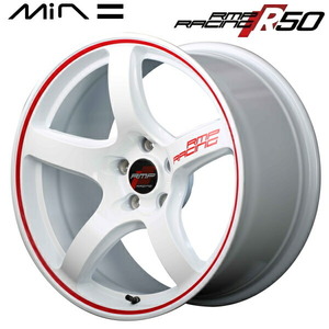 MID RMP RACING R50 ホイール1本 ホワイト/リムレッドライン 8.5-18 5H114.3+45