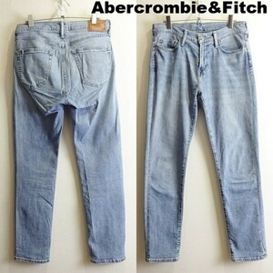 即決★ 送料無★ アバクロンビー&フィッチ　スキニーデニム　W78cm　ストレッチ　淡青　メキシコ製　Abercrombie & Fitch　H606