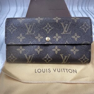 m002 D1(60) 3 LOUIS VUITTON ルイヴィトン モノグラム ポシェット・ポルトモネクレディ 長財布 ブラウン