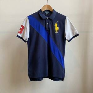 古着 :Polo by Ralph Lauren ラルフローレン ポロシャツ ビッグポニー ネイビー ホワイト L　B68