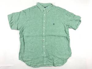 新品 16045 3XB BIG 半袖 リネン シャツ ポロ ラルフ ローレン polo ralph lauren XXL 大きい GREEN