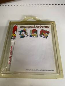 ◎未使用 woodpeckerボールペン＆メモ帳USA製 90s ビンテージ オリジナル ★UNIVERSAL STUDIOS ユニバーサル スタジオ