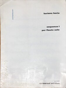 ベリオ セクエンツァ I (フルート・ソロ) 輸入楽譜 Berio SEQUENZA I 洋書