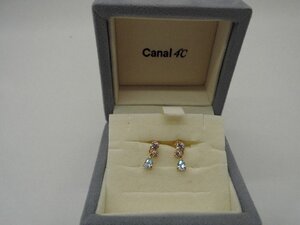 キングラム[41]美品 ブランド ピアス Canal 4℃ カナルヨンドシー K10 0.5g 色石 ゴールド アクセサリ― プレゼント 箱付 中古 7996