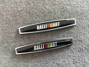 三菱 RALLI ART カーステッカー エンブレム プレート フェンダーバッジ シール 金属製 送料無料 2個セット ●119番