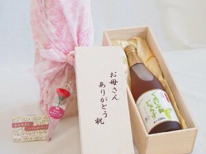 母の日 お母さんありがとう木箱セット 有機ぐれいぷじゅうすナイアガラ (長野県) 710ml 母の日カードとカーネイション付