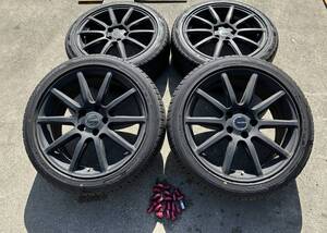 【9分山！ 18インチ ダンロップ ENASAVE&マットブラック アルミ ホイール 18×7.5J +38 5穴 PCD114.3 軽量ナット付き！ YF15 ジュークなど