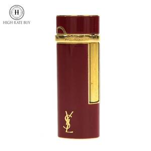 1円スタート YVES SAINT LAURENT イヴサンローラン ローラー式 ガスライター YSLロゴ オーバル レッド ゴールド 喫煙具 火花〇 着火未確認