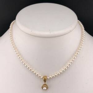 P06-0130 【MIKIMOTO☆K18】アコヤベビーパールネックレス 3.5mm~4.0mm 34cm 10.9g ( ミキモト アコヤ真珠 ベビー Pearl necklace K18 )