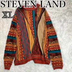 【レア】STEVENLAND 3D ニット 総柄 XL 古着 ケーブル