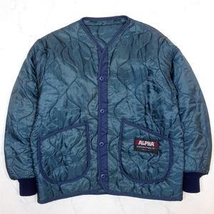 米国製 ALPHA INDUSTRIES M65 QUILT INNER アルファ M65 キルティングインナー ネイビー Lサイズ MADE IN USA