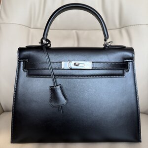 限定 新品同様 ★HERMES エルメス★ ケリー28 Kelly ボックスカーフ W刻印 外縫い 2way ハンドバッグ シルバー金具 ブランド