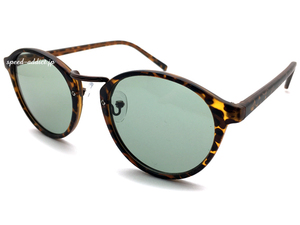 BOSTON SUNGLASS for JAPANESE SUNGLASS 艶消しべっ甲・BROWN × LIGHT GREEN/ボストンサングラスカラーレンズアジアンフィット紫外線定番