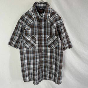 PLAINS WESTERN WEAR 半袖ウエスタンシャツ　チェック柄　古着　Mサイズ