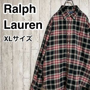 ☆送料無料☆ アメカジ Ralph Lauren ラルフローレン ボタンダウンシャツ XLサイズ マルチカラー 刺繍ポニー ビッグサイズ 22-141