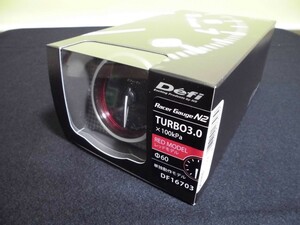 Defi　Racer Gauge デフィ レーサーゲージ　N2 60φ（レッド）ターボ計 （ブースト計)　MAX表示300KPA　 DF16703