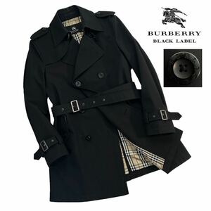 美品 BURBERRY BLACK LABEL バーバリーブラックレーベル トレンチコート サイズM ポリエステル 襟元アタリ ネーム刺繍 美シルエット A2630