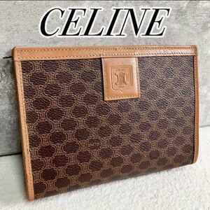 【極美品】 CELINE セリーヌ クラッチバッグ ポーチ トリオンフ マカダム柄 オールレザー 本革 定番 セカンドバッグ