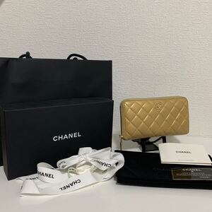 高年式　良品　 CHANEL シャネル マトラッセ ラムスキン ココマーク ラウンドファスナー　ゴールド金具　 長財布　28番代　ギャランティ