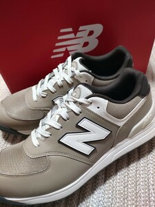 新品 未使用 New Balance ゴルフシューズ UGS574 A3 27.5cm ベージュ ブラウン ニューバランス 574 固定式ゴムスパイク メンズ ゴルフ