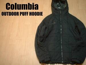 名品ColumbiaキュンブーグレイシャージャケットL正規コロンビアPM5143フーデッド中綿ダスパーカ黒ブラックPADDING PUFF HOODIE