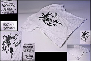 DEVILOCK ★ バックプリント ウルフ Tシャツ ★ 白 サイズL ★