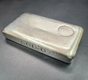 純銀インゴット 500g（503.3g）SV999 FINE SILVER INGOT BAR シルバー オーストラリア ABC Bullion製 地金 資産